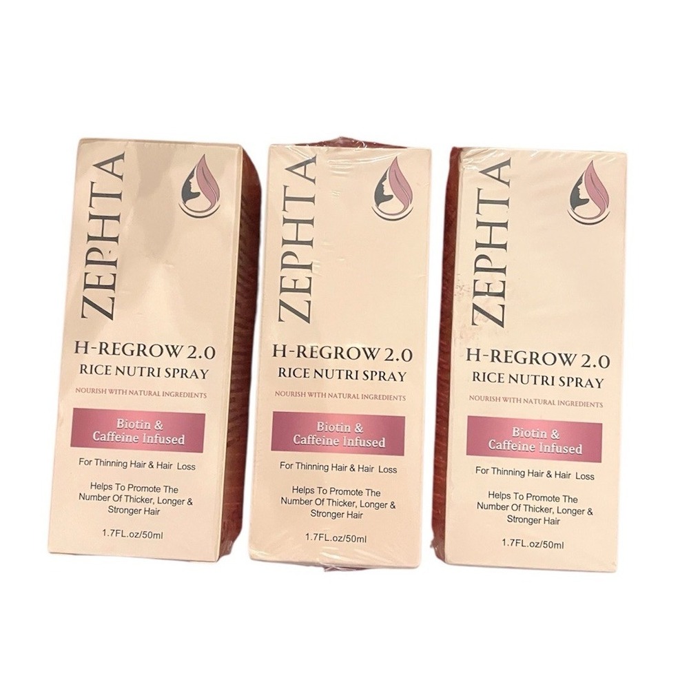 Zephta H-Regrow 2.0 Rice Nutri Spray Thinning & Hair Loss Lot Of 3 NEW Exp 9/28